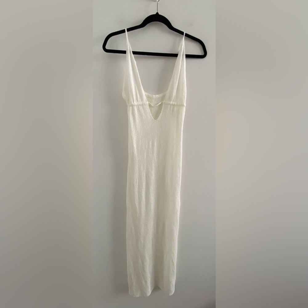White Knit Halter Maxi Dress Size Medium New With Tag